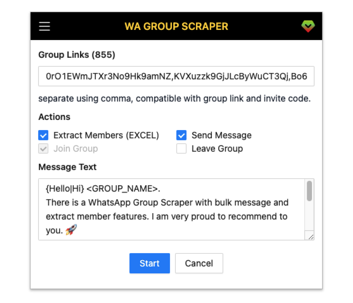 WhatsApp Group Scraper Screenshot